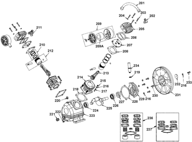 PUMP Diagram and Parts List for PXCMLC1683066 Type 1 Porter Cable Compressor